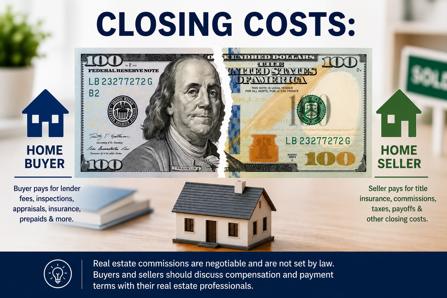 Who pays closing costs in Florida infographic showing typical buyer and seller closing expenses in a Florida real estate transaction.