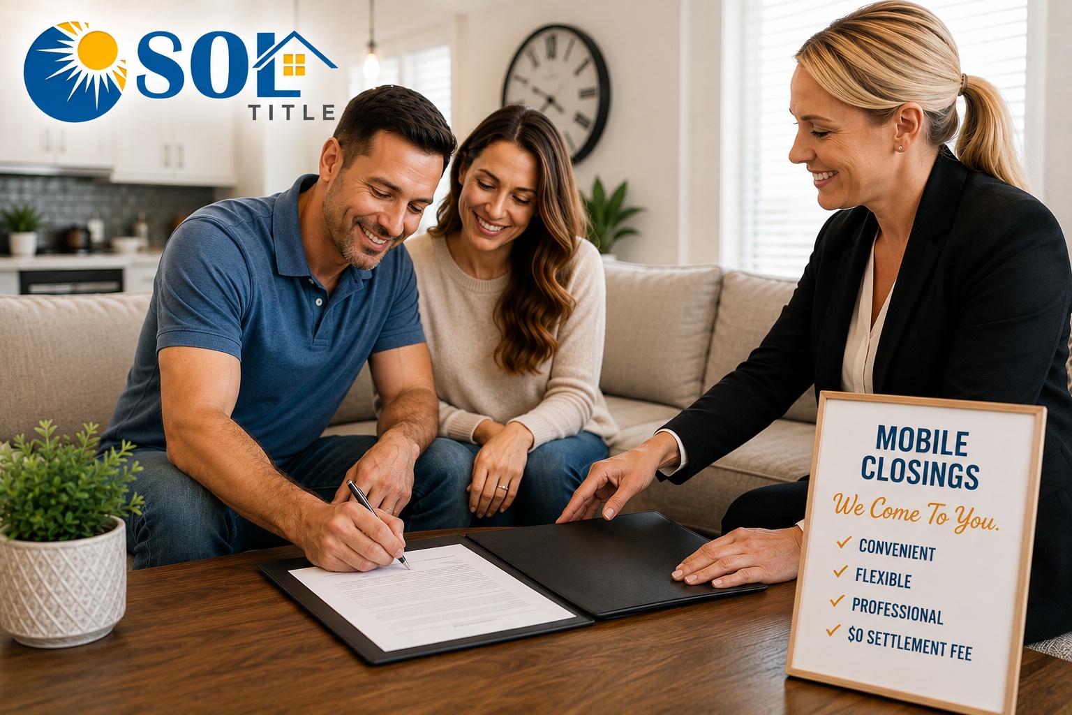 Mobile real estate closing at a client's home with Sol Title